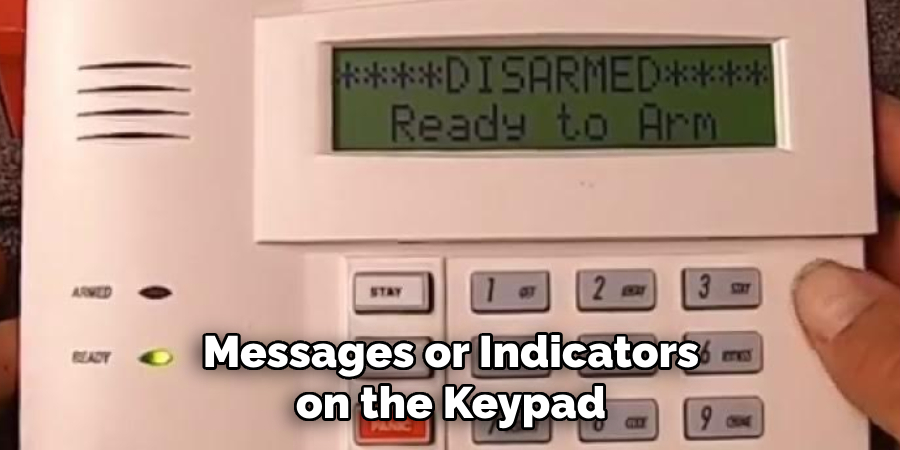 Messages or Indicators on the Keypad