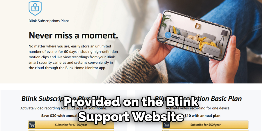 Provided on the Blink Support Website