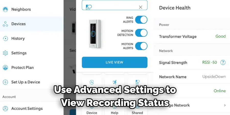 Use Advanced Settings to View Recording Status