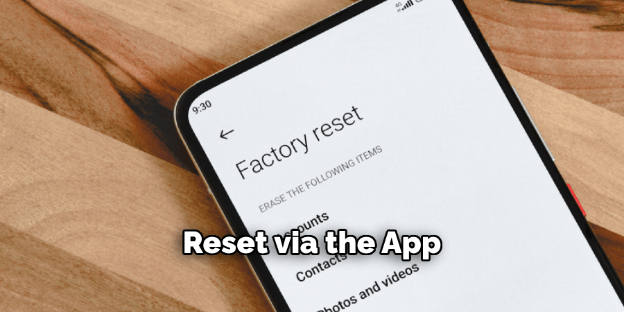 Reset via the App