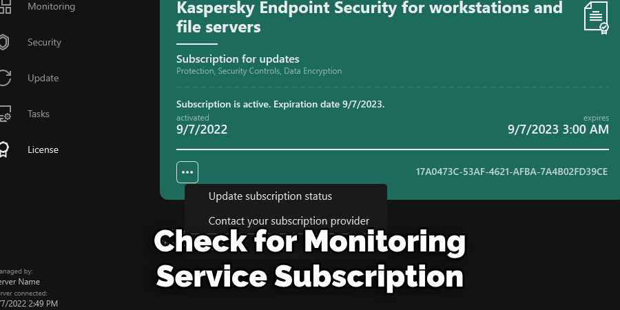 Check for Monitoring Service Subscription