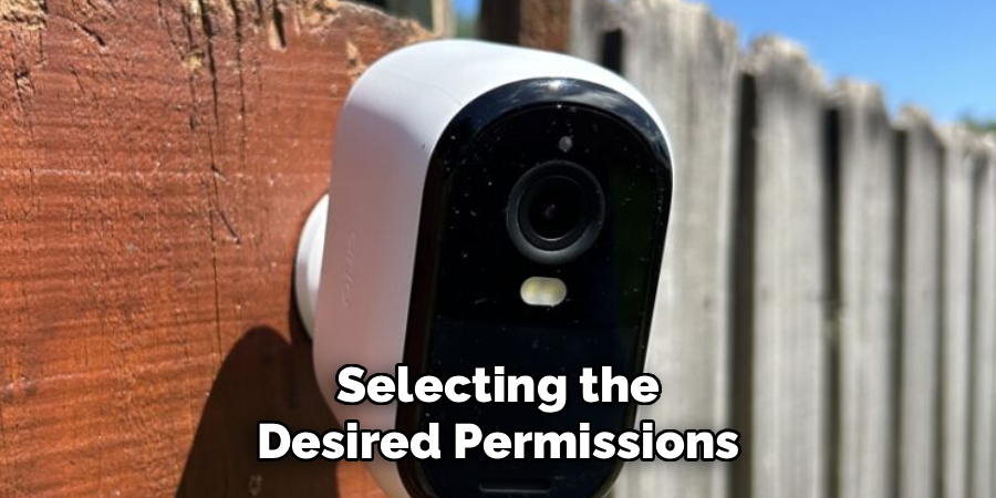 Selecting the Desired Permissions