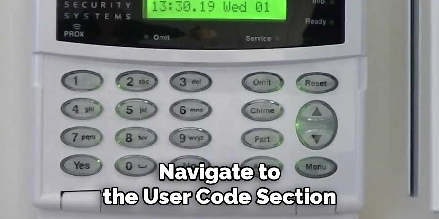 Navigate to the User Code Section